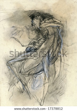 stock photo Franz Kafka theme 3 hand drawing expression picture