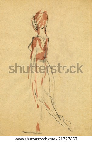 stock photo walking sexy ballerina drawing