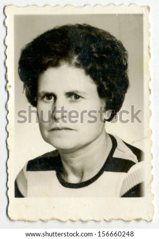 CENTRAL BULGARIA, BULGARIA - CIRCA 1970: Ordinary photo of an unknown middle aged woman woman - Note: slight blurriness, better at smaller sizes - circa 1970