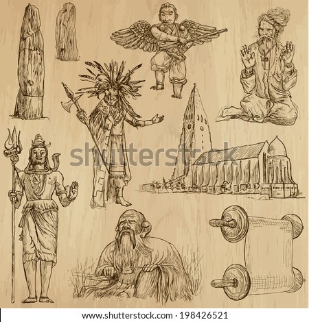 Religious around the World vector pack no.11 Collection of an hand drawn illustrations originals Each drawing comprises of two layers of outlines the colored background is isolated Religious around the World vector pack no.11 Collection of an hand drawn illustrations originals Each drawing comprises of two layers of outlines the colored background is isolated