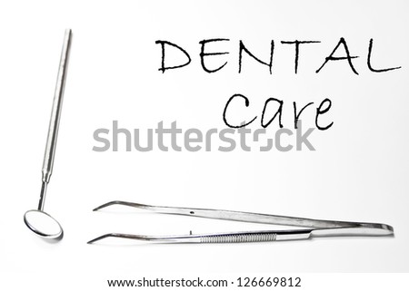 Dental care background with dentist tools equipment isolated