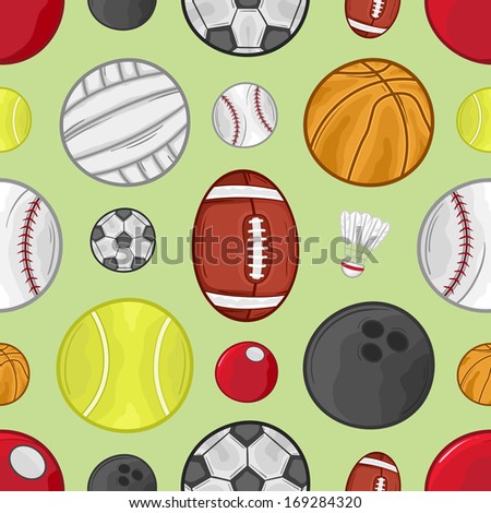 Sport balls seamless pattern background - Illustration
