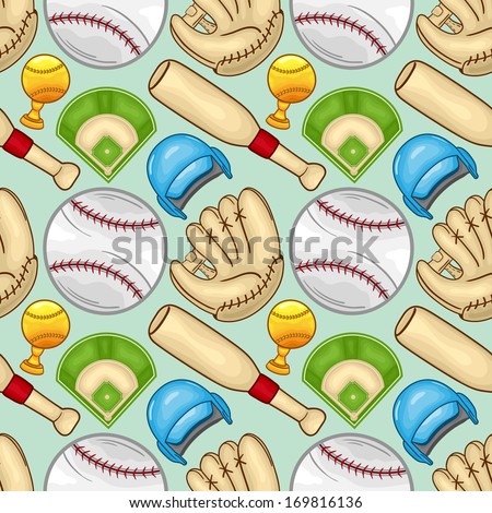 Baseball equipment Seamless pattern background - sport - Illustration