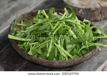 water spinach swamp cabbage kangkong in the basket