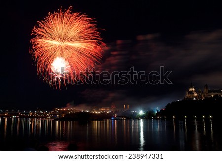 Another fireworks celebration for the anniversary party on the country\'s birthday.