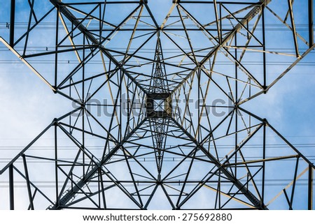 Tower of Power.  An electrical distribution tower offers up an interesting single point perspective from below