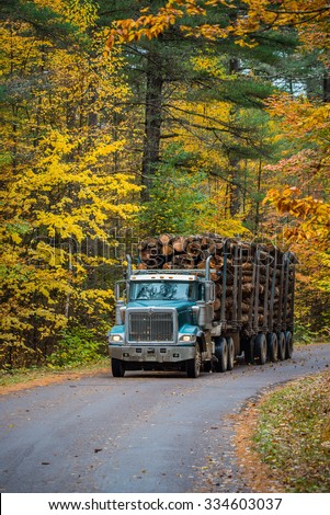Enemy of the forest, A logging truck hauling its load out of the woods.