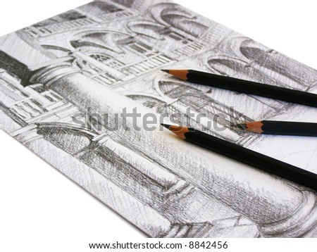 Black graphite Pencil Sketch on white paper