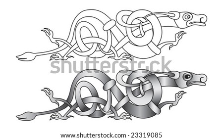 stock vector Stylized decorative celtic dragon knotwork illustration