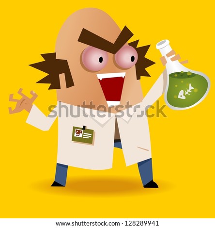 chemical weapon by mad scientist. Vector illustration