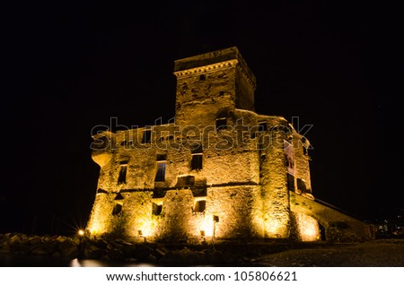 castle on the sea by night - rapallo - liguria - italy