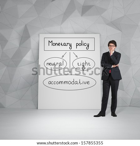 Businessman think about monetary policy at the room