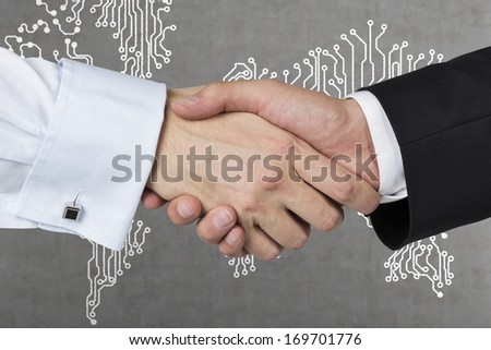 Handshake, World background.