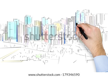 A hand drawing city sketch