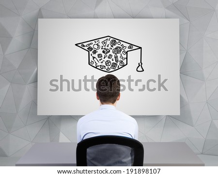 Businessman and graduation hat sketch Businessman and graduation hat sketch