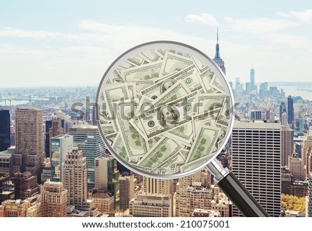 Examining of city assets by special tool - Magnifying glass