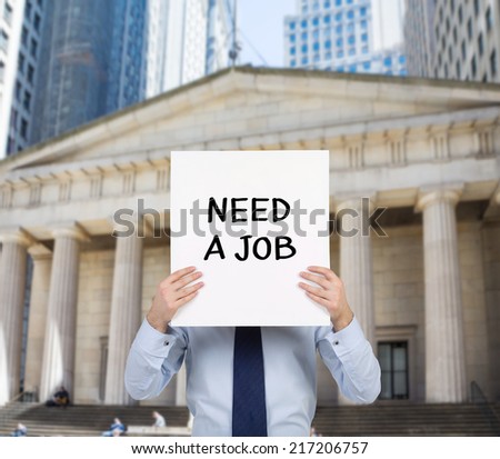 young professional looking for a job. A concept of Crisis in financial sector.