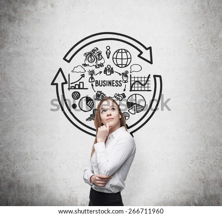 Young business lady is thinking of the optimization of business process