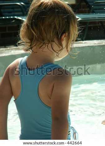 girl at pool (some artistic graininess)