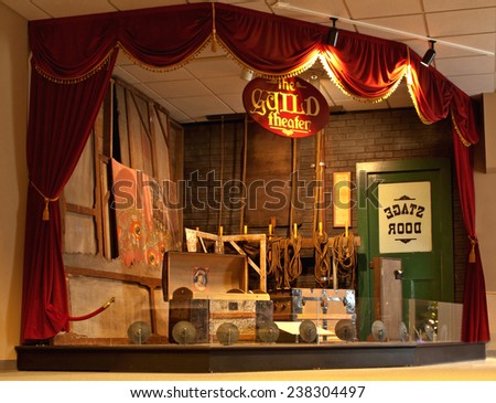 Syracuse, New York, USA. December 3,2014. The old Guild Theater stage at the Erie Canal Museum in downtown Syracuse, New York