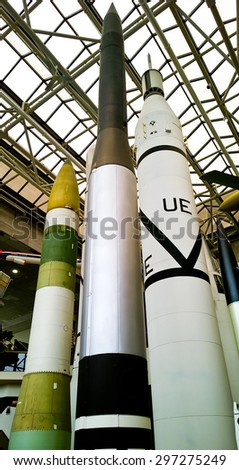 Washington, DC, USA. March 10,2014 .The Smithsonian Institute National Air and Space Museum, Ballistic Missiles