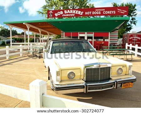 Syracuse, New York, USA.- July 2,2014. Bob Barkers Hot Dogs and Coneys Restaurant