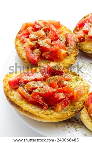 Italian bruschetta with tomato and italian bread frise