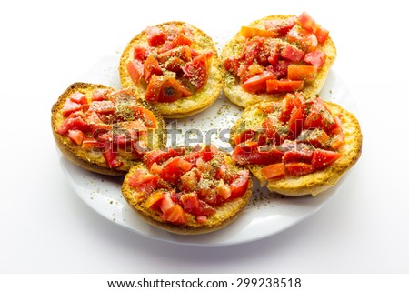 Italian bruschetta with tomato and italian bread frise