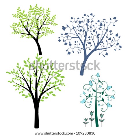 Decorative Abstract Trees Set Stock Vector Illustration 109230830