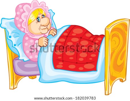 Grandmother Lying In Bed Stock Vector Illustration 182039783 ...