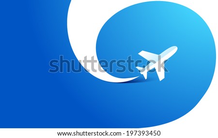 airplane flight transportation air fly travel takeoff silhouette element blue background