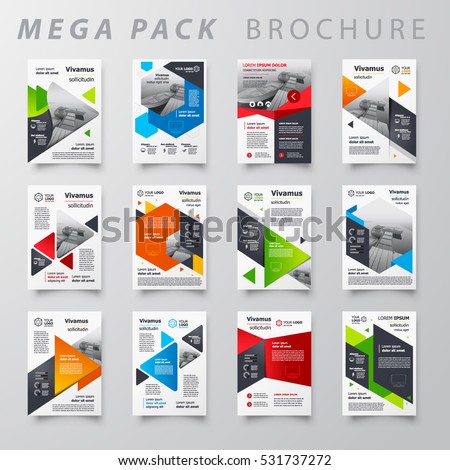 Mega pack Brochure design template flyer set, abstract business flyer size A4 template, creative cover, trend brochure set