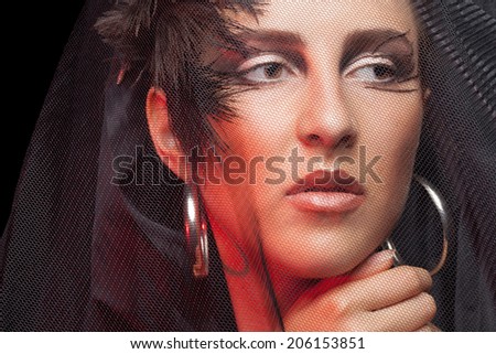 Woman with gothic style make up. Professional fashion art make up. Fashion and Glamour. Gothic