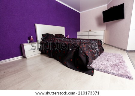 Modern bedroom interior design. Professional lighting. Home sweet home. Comfy