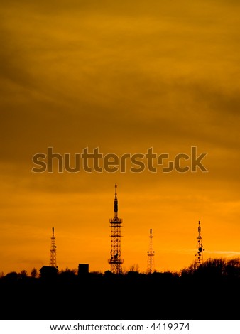 Tower antenna sunset