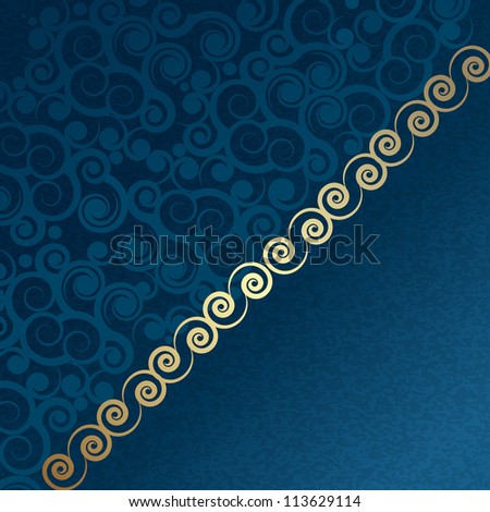 vintage blue and gold background with patterns