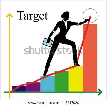 TARGET, Businesswoman,  illustration to motivate your career , your team and/or your corporate.