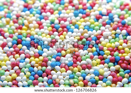 Closeup of colored cake sprinkles. Good for background.