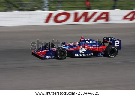 Newton Iowa, USA - June 20, 2009: Indycar Iowa Corn 250, short track speedway racing. 2 Brazil Raphael Matos (R) Luczo-Dragon Racing