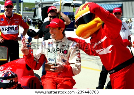 Newton, Iowa USA - June 20, 2009: Iowa Speedway, Indy Lights Miller Lite 100 Close action for the ladder series of Indycar. Andretti Green-AFS Racing 26 United States J. R. Hildebrand. Pole Position.