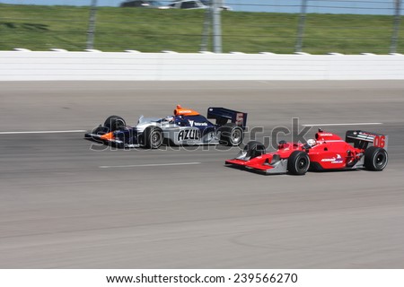Newton Iowa, USA - June 20, 2009: Indycar Iowa Corn 250, short track speedway racing. 5 Brazil Mario Moraes KV Racing Technology