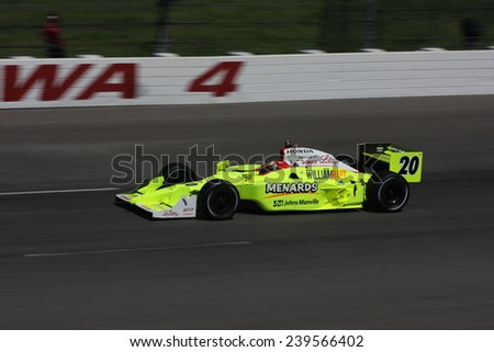 Newton Iowa, USA - June 20, 2009: Indycar Iowa Corn 250, short track speedway racing. 20 United States Ed Carpenter Vision Racing