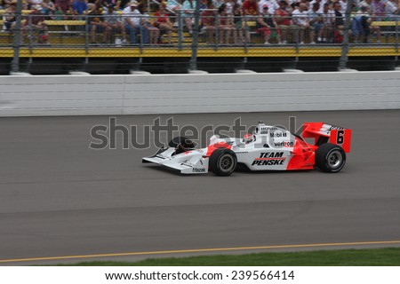 Newton Iowa, USA - June 20, 2009: Indycar Iowa Corn 250, short track speedway racing. 6 Ryan Briscoe Australia Penske Racing