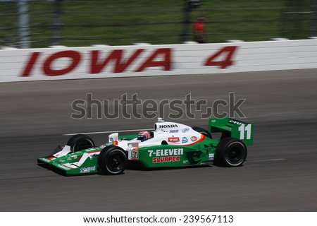 Newton Iowa, USA - June 20, 2009: Indycar Iowa Corn 250, short track speedway racing. 11 Brazil Tony Kanaan 	Andretti Green Racing