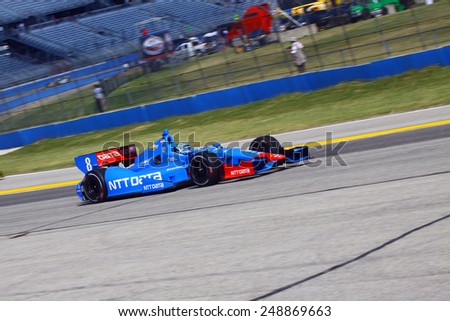 Milwaukee Wisconsin, USA - August 16, 2014: Verizon Indycar Series Indyfest ABC 250 Practice and Qualifying sessions on track action. Ryan Briscoe Sydney, Australia NTT Data Chip Ganassi Racing