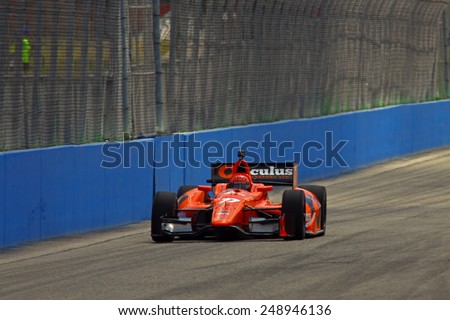 Milwaukee Wisconsin, USA - August 16, 2014: Verizon Indycar Series Indyfest ABC 250 Practice and Qualifying on track action. Simon Pagenaud Montmorillon, France Schmidt Peterson Hamilton Motorsports