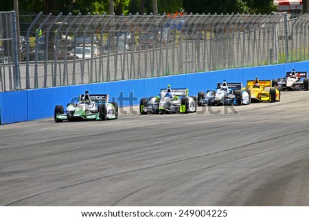 Milwaukee Wisconsin, USA - August 16, 2014: Verizon Indycar Series Indyfest ABC 250 Practice and Qualifying sessions on track action. Sebastien Bourdais Le Mans, France Mistic KVSH Racing