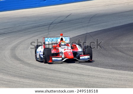 Milwaukee Wisconsin, USA - August 16, 2014: Verizon Indycar Series Indyfest ABC 250 Practice and Qualifying sessions on track action. Justin Wilson Sheffield, England Dale Coyne Racing