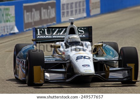Milwaukee Wisconsin, USA - August 16, 2014: Verizon Indycar Series Indyfest ABC 250 Practice and Qualifying sessions on track action. Ed Carpenter Indianapolis, Ind. Fuzzy\'s Vodka/Ed Carpenter Racing
