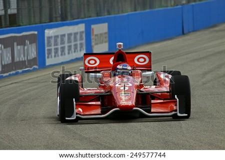 Milwaukee Wisconsin, USA - August 16, 2014: Verizon Indycar Series Indyfest ABC 250 Practice and Qualifying sessions on track action. Scott Dixon Auckland, New Zealand Target Chip Ganassi Racing